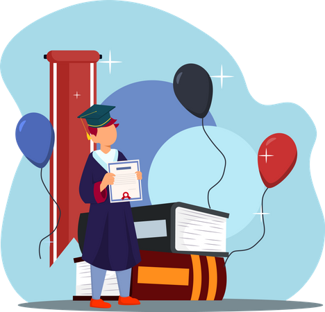 Boy with graduation degree  Illustration