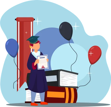 Boy with graduation degree  Illustration