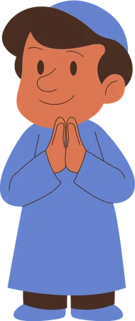 Boy with greeting hand  Illustration