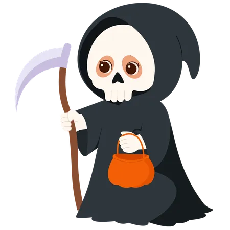 Boy with Grim Reaper Costume  Illustration