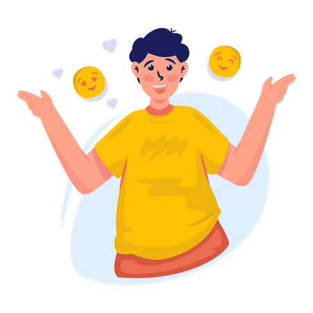 Boy with happy expression  Illustration