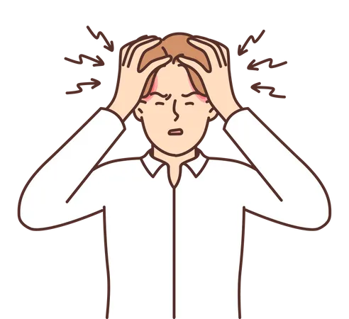 Boy with headache  Illustration