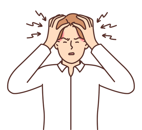 Boy with headache  Illustration