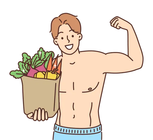 Boy with healthy fruits  Illustration