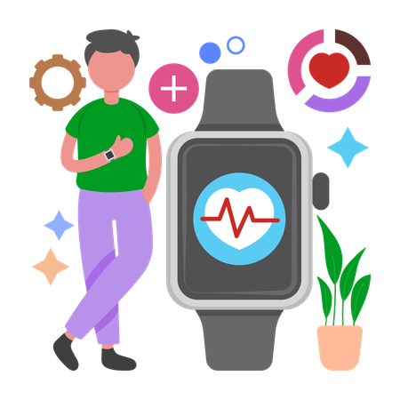 Boy with Heart Rate Monitor  Illustration