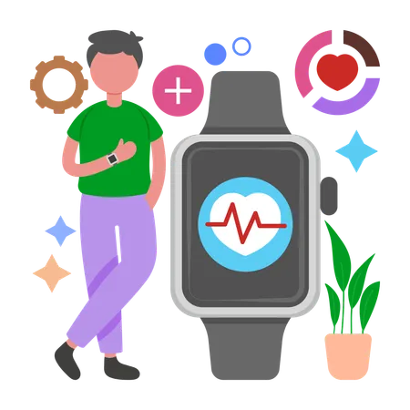 Boy with Heart Rate Monitor  Illustration