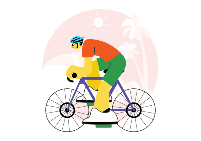 Boy with helmet riding cycle  Illustration