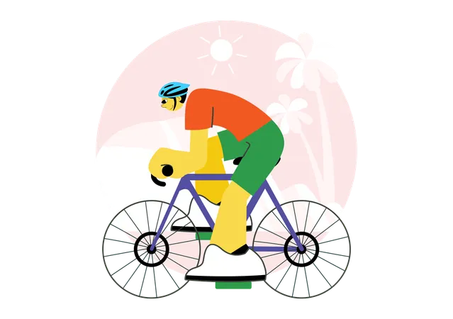 Boy with helmet riding cycle  Illustration