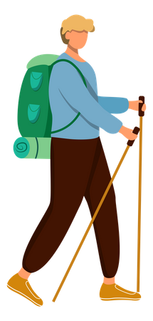 Boy with hiking sticks  Illustration