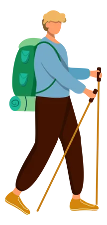 Boy with hiking sticks  Illustration