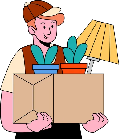 Boy with house stuff  Illustration