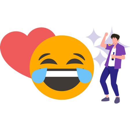 Boy with laughter emoji  Illustration