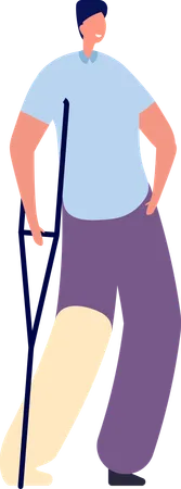 Boy with leg fracture  Illustration