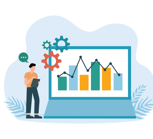 Boy with Market down graph  Illustration