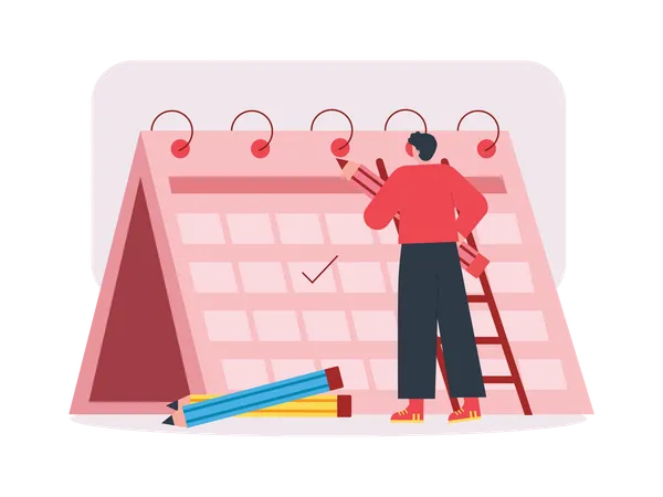 Boy with marketing schedule  Illustration