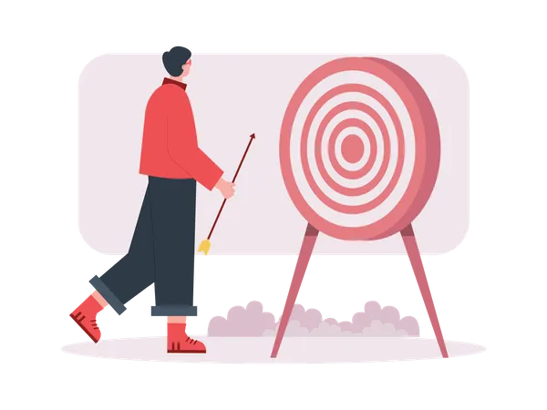 Boy with marketing target  Illustration