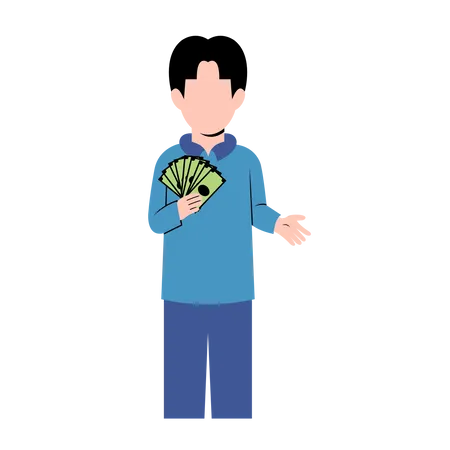 Boy with money  Illustration