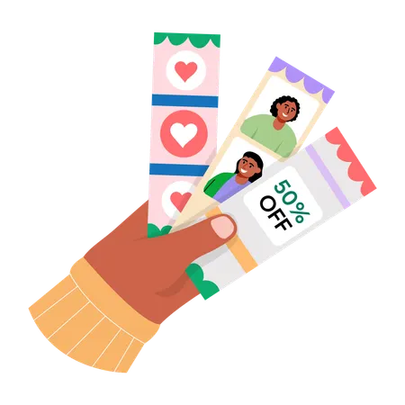 Boy with offer voucher  Illustration