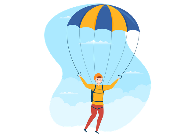 Boy with parachute  Illustration