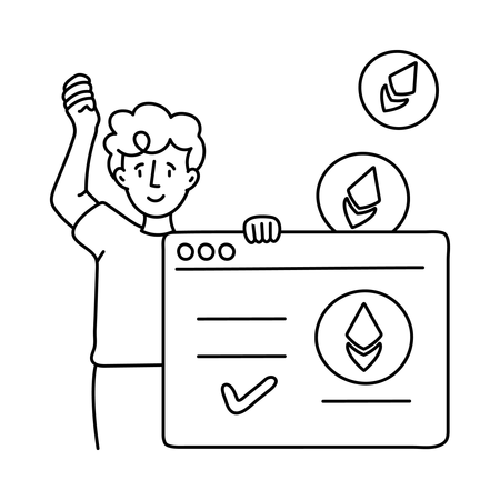 Boy with Payment Success  Illustration