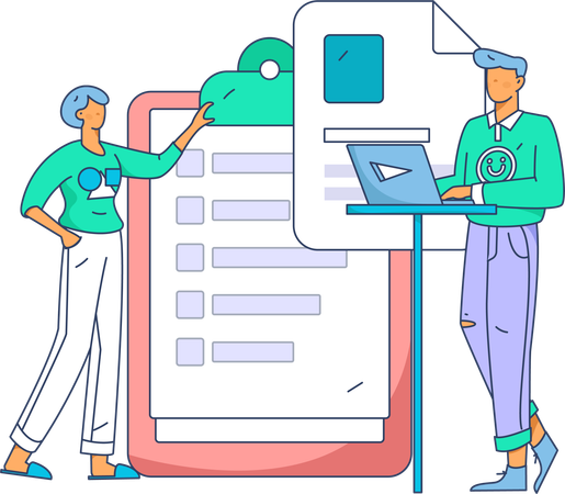 Boy with pencil filling survey form  Illustration