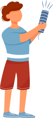 Boy with petard  Illustration
