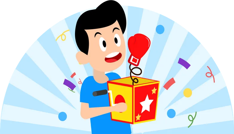 Boy with prank box  Illustration