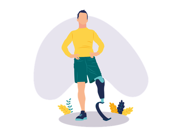 Boy with prosthetic leg  Illustration