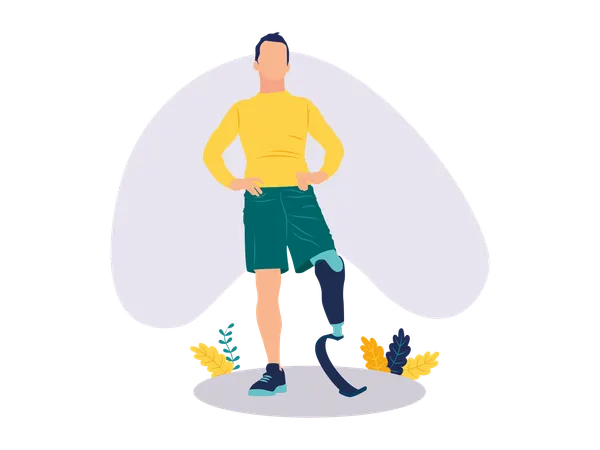 Boy with prosthetic leg  Illustration