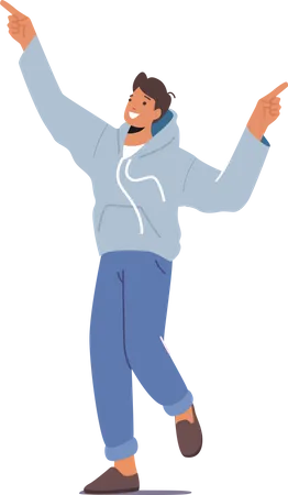 Boy with raised arms Illustration