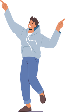 Boy with raised arms  Illustration