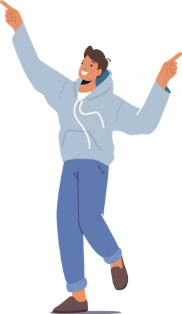 Boy with raised arms  Illustration