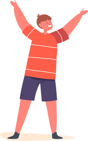 Boy with raised hands having fun Illustration