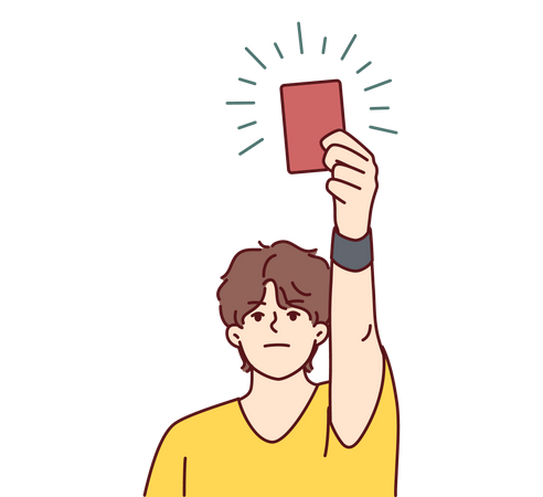 Boy with red card  Illustration