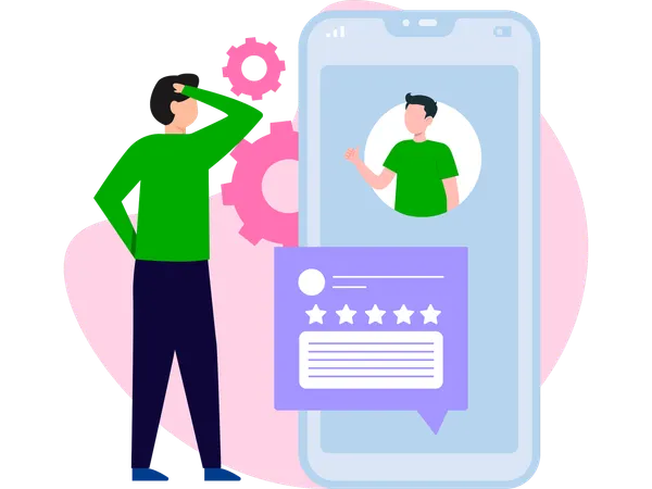Boy with Review Settings  Illustration