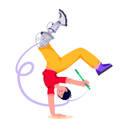 Boy with robotic leg  Illustration