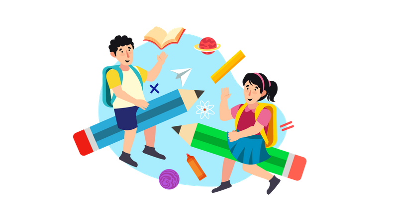 Boy with school bag  Illustration
