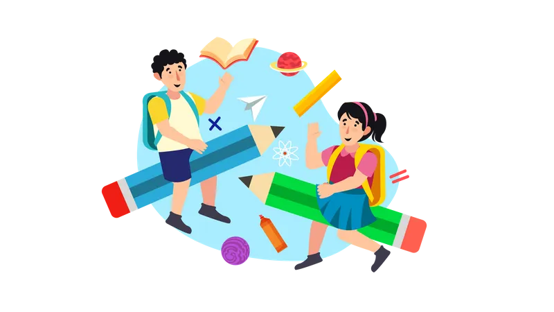 Boy with school bag  Illustration