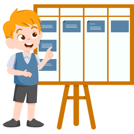 Boy with school Curriculum  Illustration