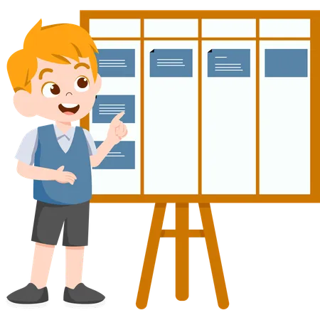 Boy with school Curriculum  Illustration