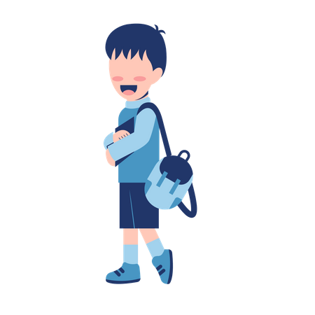 Boy With Schoolbag  Illustration