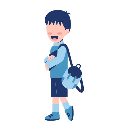 Boy With Schoolbag  Illustration