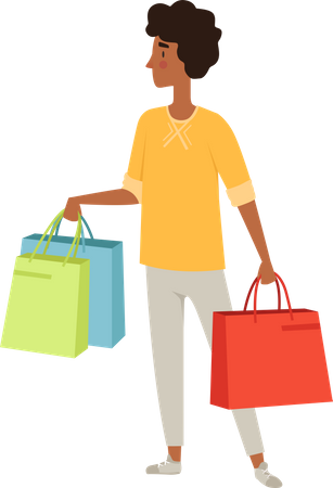 Boy with shopping bag  Illustration