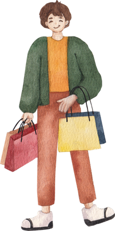 Boy With Shopping Bag  Illustration