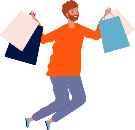 Boy with shopping bags Illustration
