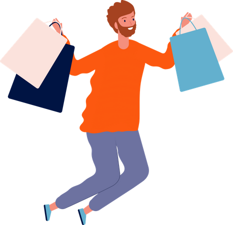 Boy with shopping bags  Illustration