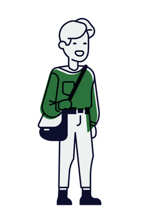 Boy with shoulder onside bag Illustration