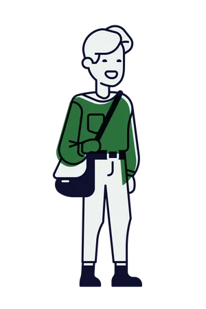 Boy with shoulder onside bag  Illustration