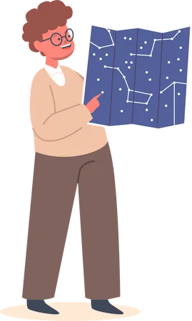 Boy with Sky Map  Illustration