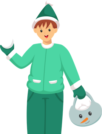 Boy with Snowball  Illustration